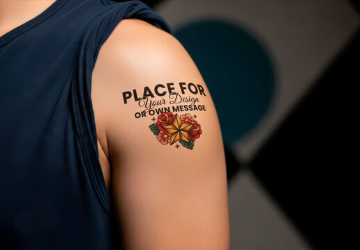 Tattoo on Arm Shoulder Mockup