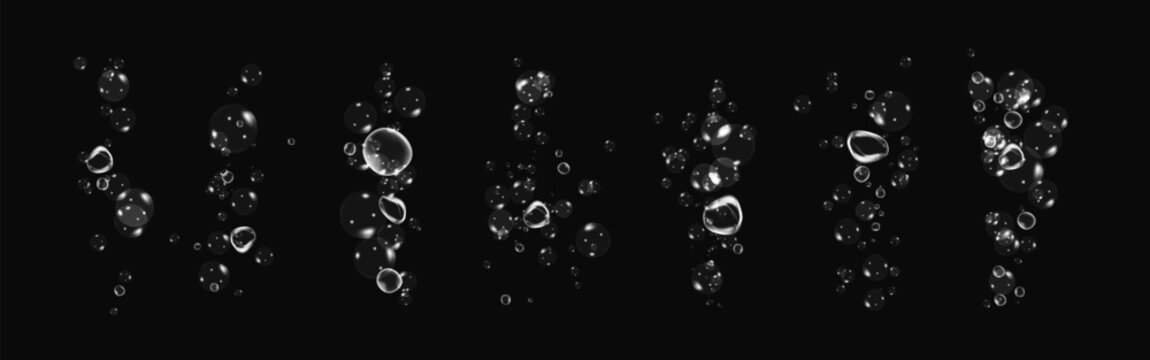 Transparent drops and soap bubbles create a vector texture for sea, aquarium, or fresh design concepts.