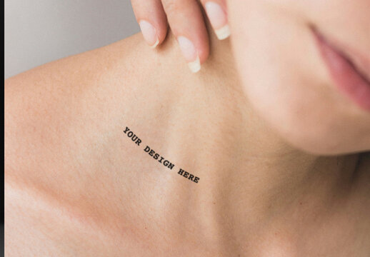 Woman Neck Tattoo Mockup