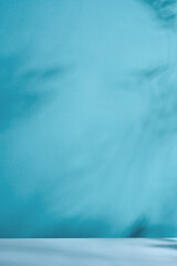 Minimalistic abstract light blue background with soft shadow  for product presentation