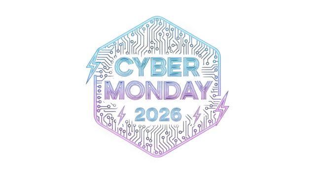 Cyber monday 2026 sale promotion graphic design isolated on transparent background - Powered by Adobe