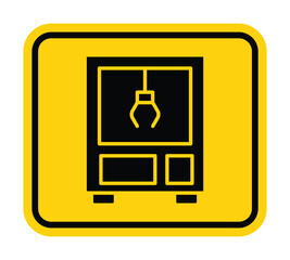 Yellow Sign Indicating Claw Machine for Game Arcade or Carnival Fun