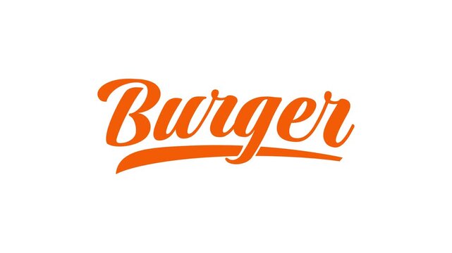Burger Text Animation. Transparent background. 4K resolution