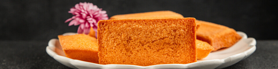 Financier biscuit cookie sweet dessert appetizer fresh tasty gourmet food table setting rustic food...