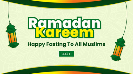 Ramadan Kareem greeting background with lantern illustration.
