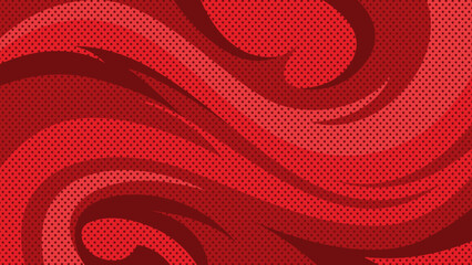 Red abstract background with flowing soft shapes and halftone tetxture.