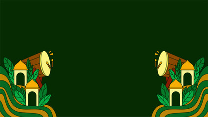 Ramadan lantern background with green Islamic theme, with empty space for text