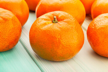 tangerine group on wood background