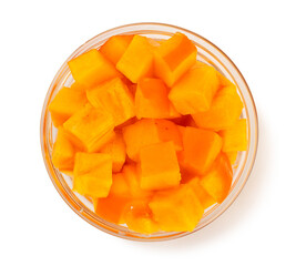 chopped persimmon path isolated on white top view