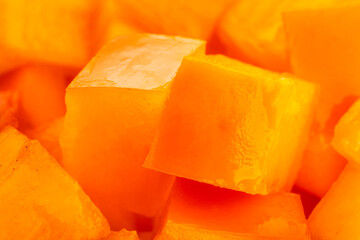 chopped persimmon macro closeup detail