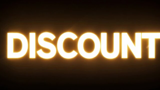 The word DISCOUNT is written in yellow letters on a black background. The letters are large and bold, making them stand out against the dark background
