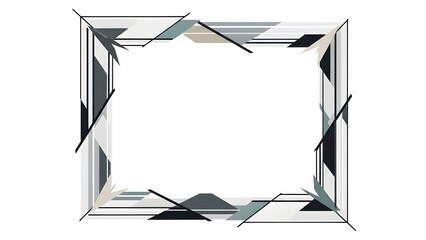 Abstract geometric border frame with sharp angular shapes in grey and black on white background, modern minimalist design.