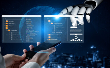 Fototapeta na wymiar Artificial intelligence enhances file system and robotics programming education for effective STEM learning Parse