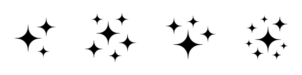 Shining Burst Sparkles and Twinkling Stars Icons Set