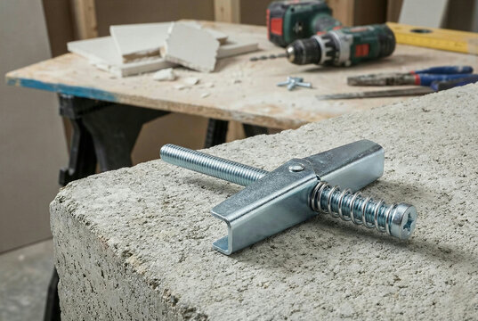 Toggle bolt spring wing anchor fastener for hollow wall mounting