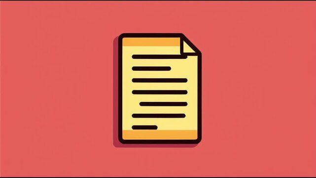 A simple illustration of a yellow document on a red background