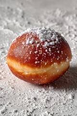 Traditional Portuguese Christmas sonhos pastry with powdered sugar evokes festive winter celebrations and cultural holiday cuisine
