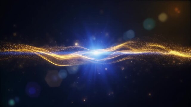 Golden and Blue Cinematic Energy Wave on Dark Background