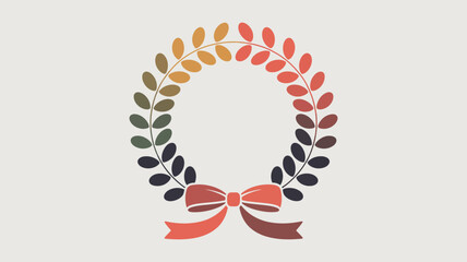 Colorful autumn wreath with bow Vector