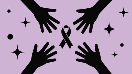 Hands reaching for awareness ribbon Vector