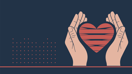 Hands holding a heart Vector