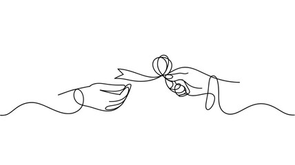 Hands exchanging a ribbon Vector