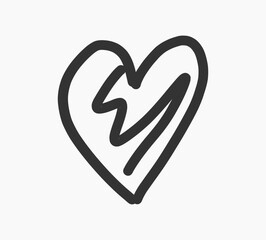Doodle heart drawing icon. Vector illustration design element.