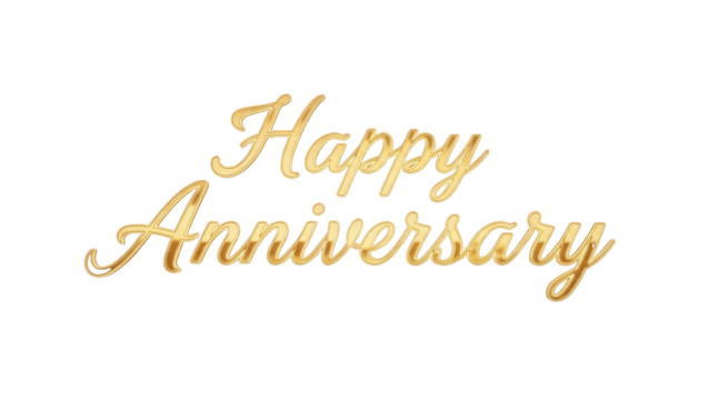 Happy anniversary celebration with gold text isolated on transparent background - Powered by Adobe