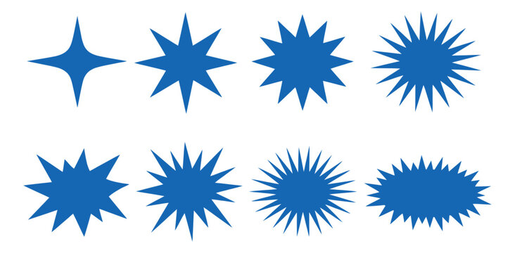 Abstract burst shapes set featuring various geometric spiky forms for design elements and emphasis