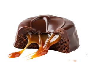 Chewy chocolate caramel melt goo isolated realistic cutout high detail indulgence for dessert brandingIsolated on white