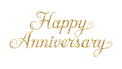 Happy anniversary celebration with gold text isolated on transparent background