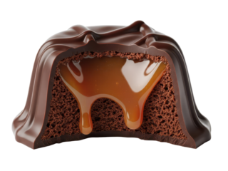 Chewy chocolate caramel melt goo isolated realistic cutout high detail indulgence for dessert brandingIsolated on white