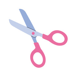 Pink scissors isolated flat vector illustration