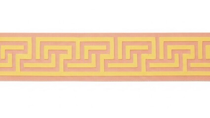 A cultural pattern inspired by Greek key designs, rendered in soft yellow on a pale coral band.