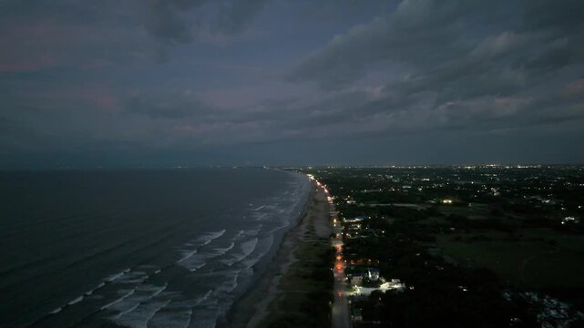 Aerial view of Lingayen beach before dark