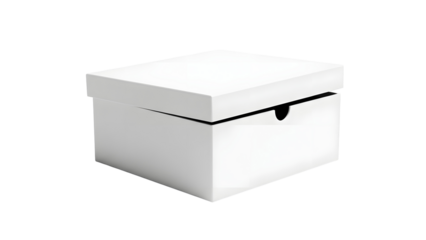 White cardboard gift box isolated on transparent background