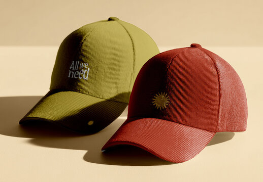 Baseball Cap Mockup Set with Soft Studio Lighting
