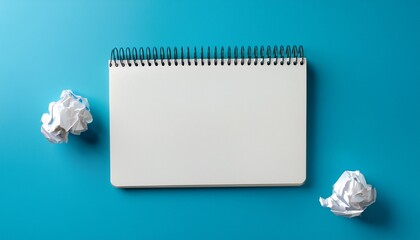 blank spiral notebook pastel blue background recycling concept inspires creative planning and sustainable sketching with minimal workspace