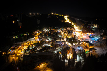 Aerial view on Kopaonik ski resort at night