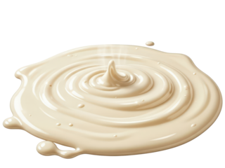 Cloudy white chocolate melted spot isolated on transparent background realistic indulgence for sweet brandingIsolated on white