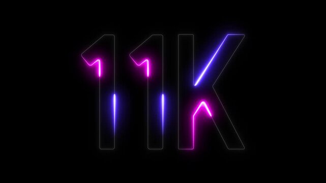 Neon 11K sign with purple and pink glow on black background