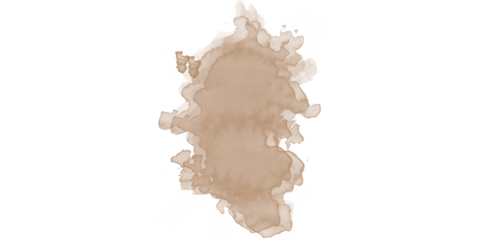 Abstract warm brown paint splash with soft gradient texture isolated on black background, earthy watercolor ink blot for natural, minimal and modern graphic design