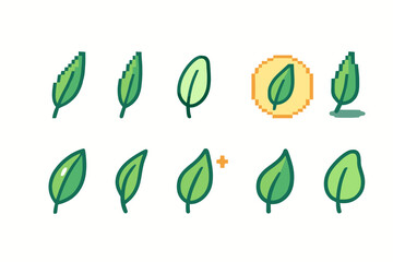 Leaf and nature flat icon set. Eco, environment, botanical icons collection