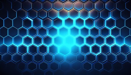 modern hexagonal pattern with blue lights on dark background for digital design
