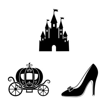 Fairytale Romance Castle Carriage and Glass Slipper Three Silhouette Set