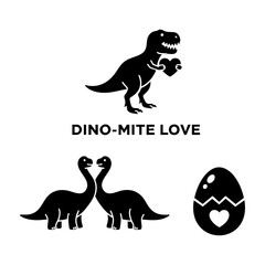 Dino Mite Love Dinosaur T Rex and Brontosaurus Three Silhouette Set © MAHEDI