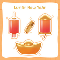 Chinese New Year Gold Ingot and Firecracker
