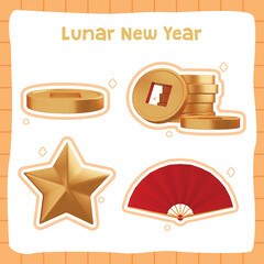 Lunar New Year Gold Star and Folding Fan