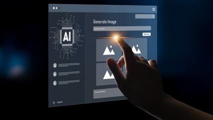 AI image generator interface enables image, AI, and generator process by converting user prompt...