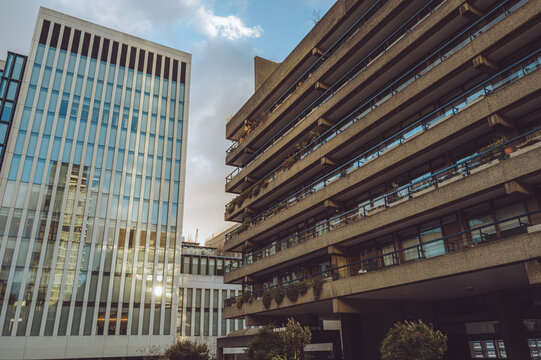 London, United Kingdom - December 24 2025 "Brutalist architecture of the Barbican Complex"